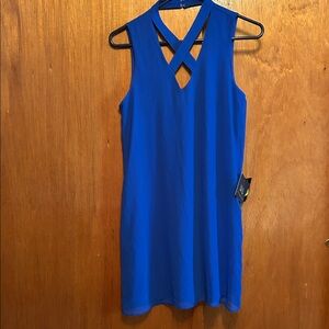 I.N. San Francisco Vibrant Blue Crisscross Mini Dress